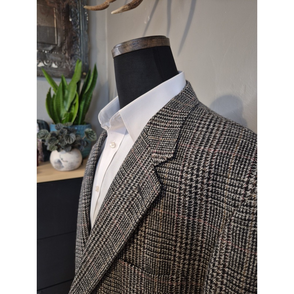 Pierre Cardin Mens Wool Sports Coat 46R Multicolor Plaid 2 Button Vintage G501